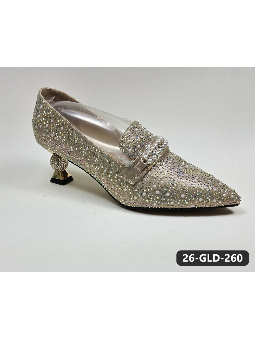 Women's Gold Rhinestone & Pearl Pointed-Toe Pumps